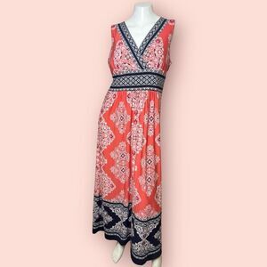 Studio One New York Zentangle Floral Style Sleeveless V-Neck Sun Dress